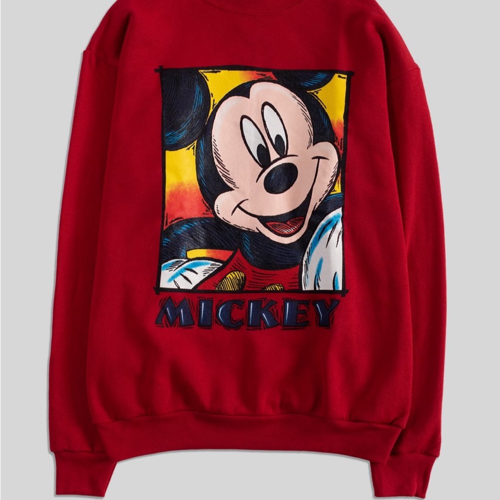 Vintage Mickey Mouse Red Crew Neck Sweatshirt